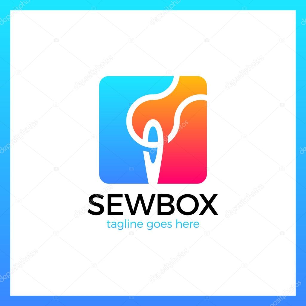 Handicraft Sewing Logo. Sew box thread logotype.