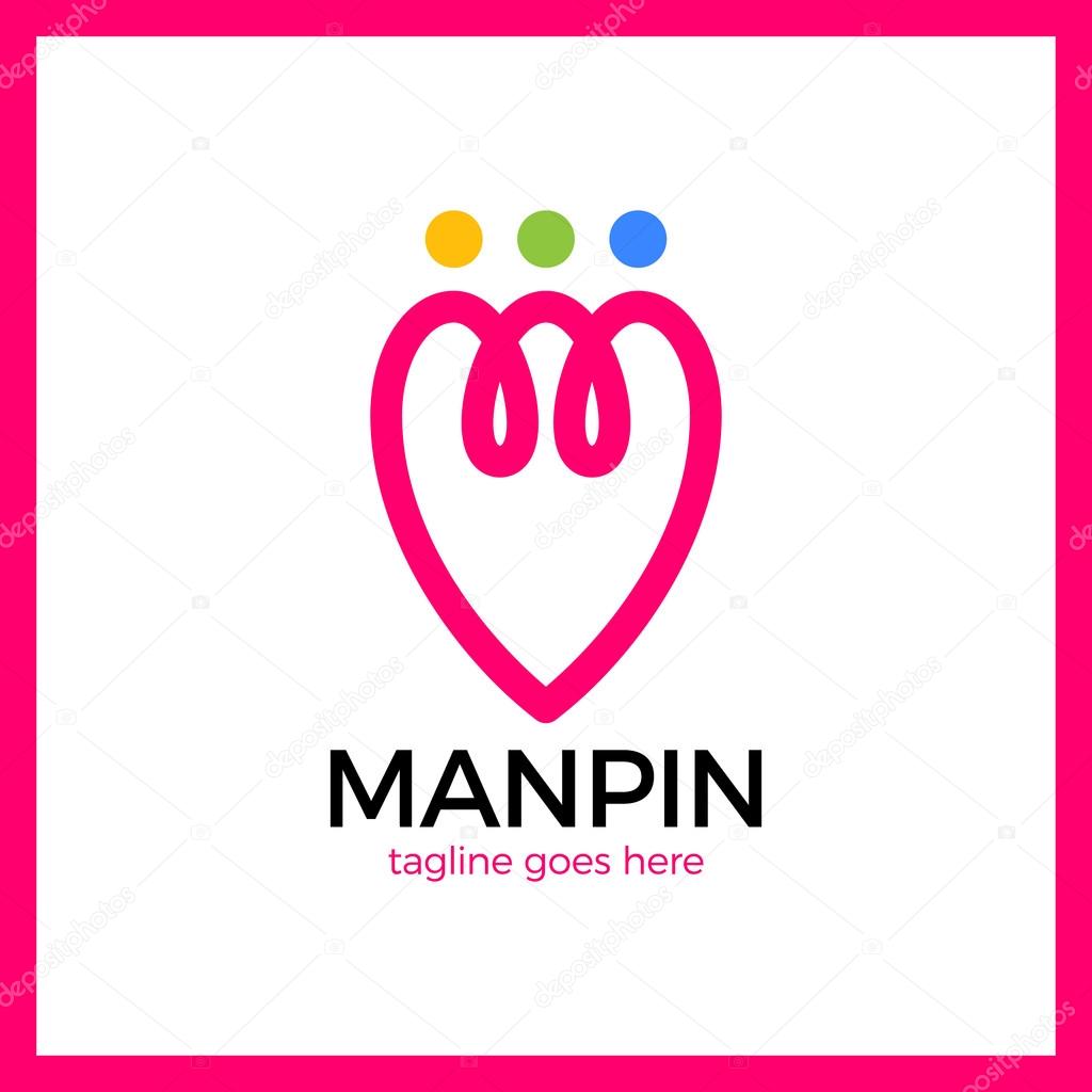 Connect People Pin Logo. Comminity three man line