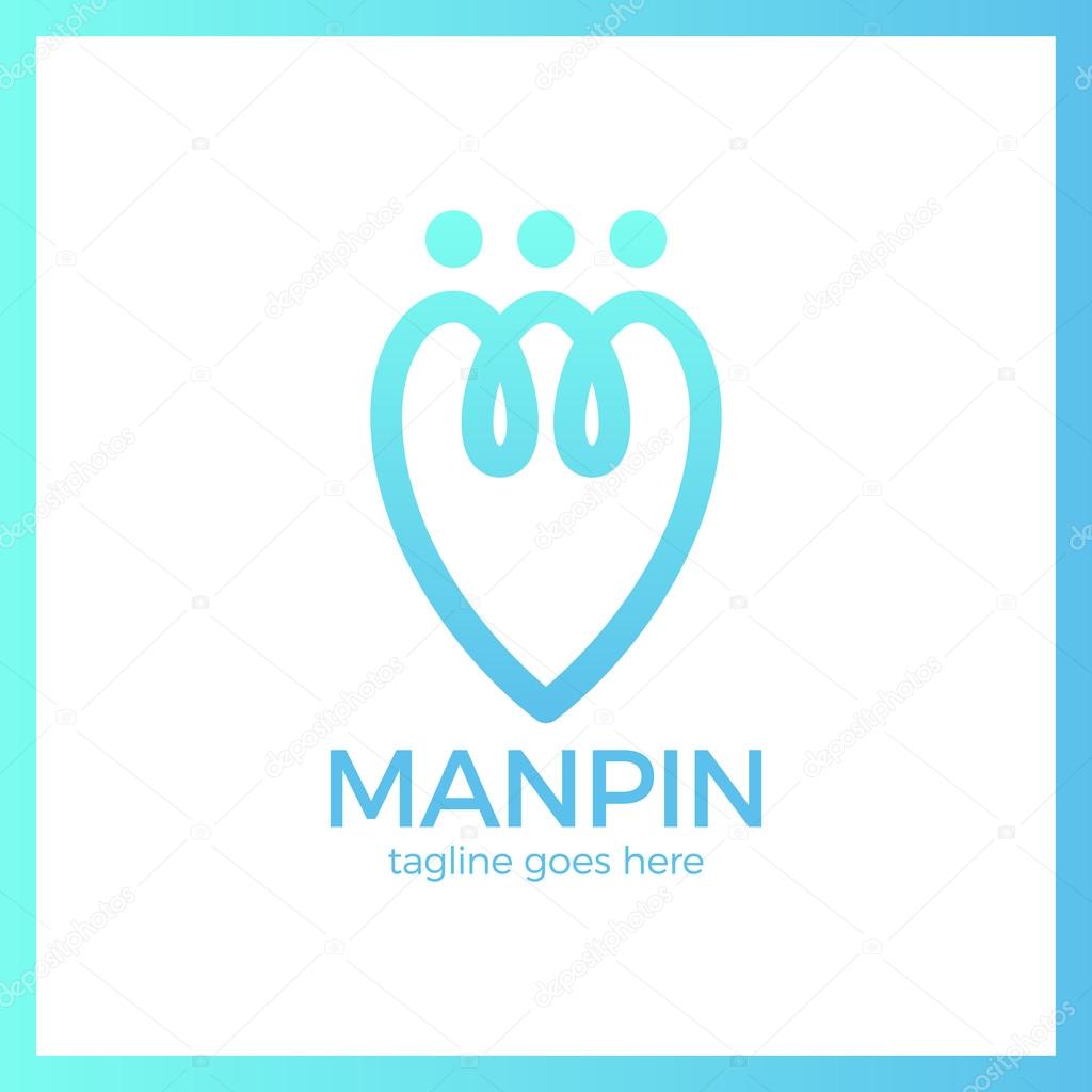 Connect People Pin Logo. Comminity three man line