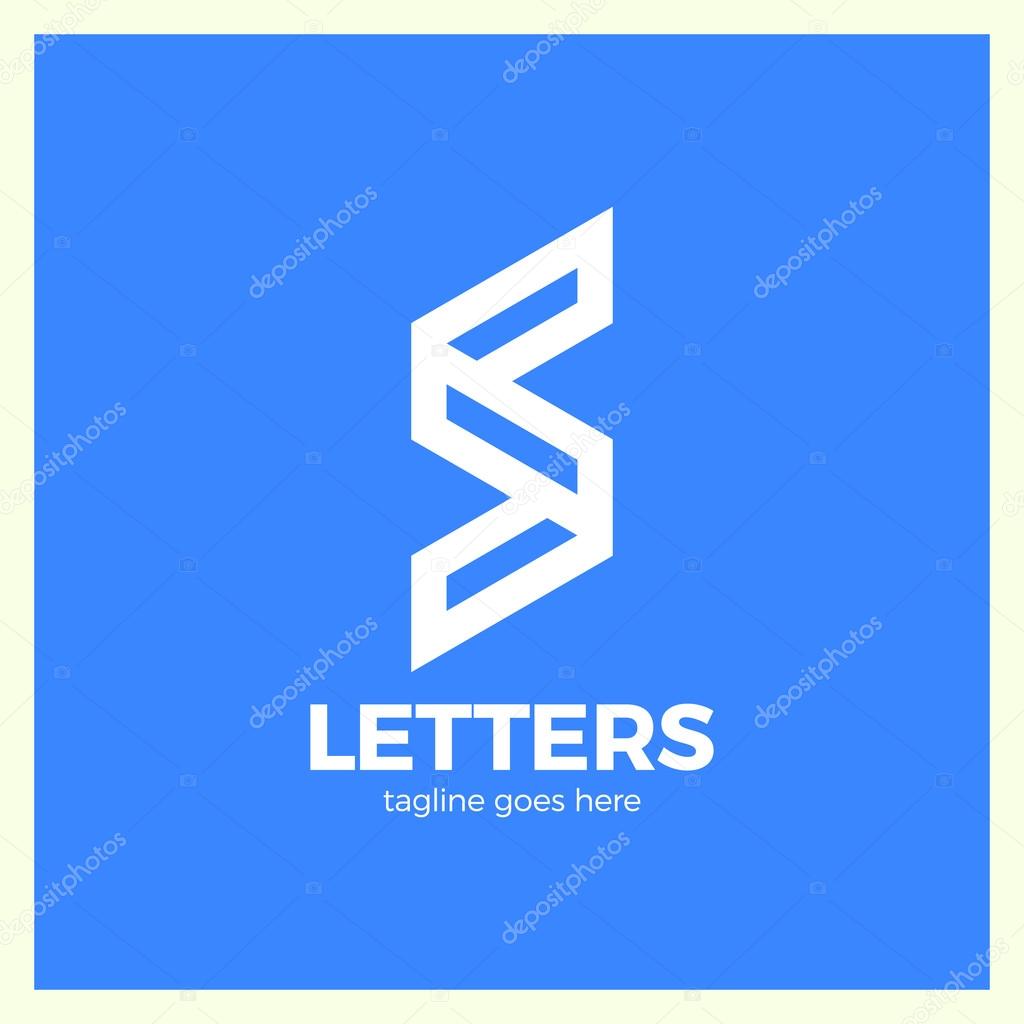 Super Rate Logo - Letter S Line Logotype blue background