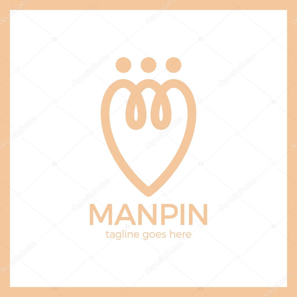 Connect People Pin Logo. Comminity three man line