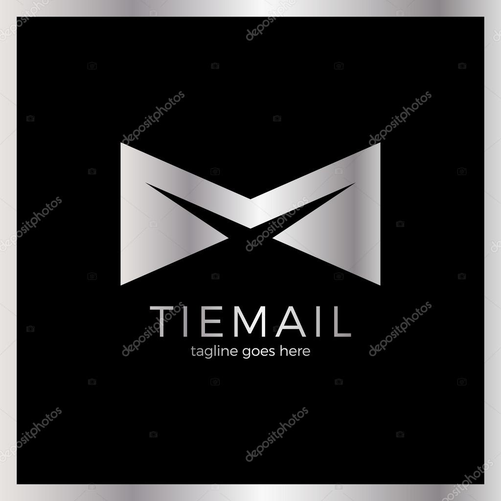 Bow Tie Logo - Simple Letter M. Mail logotype. silver luxury royal metal