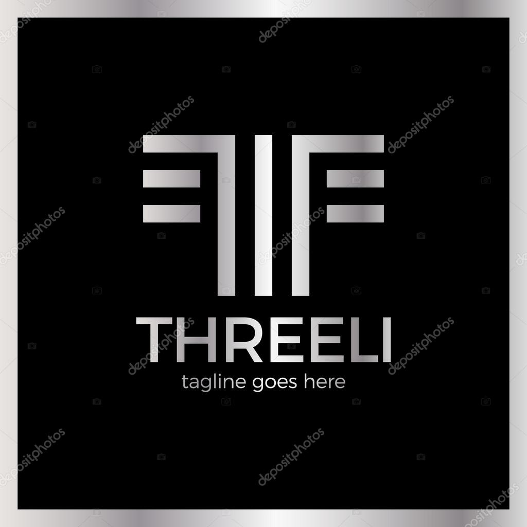 Templar Logo - Three Line Bold Letter T Logotype. silver royal luxury metal