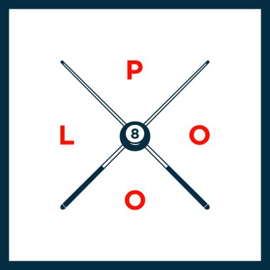 Spor, boş zaman veya kulüp logosu amblemi kırmızı için Bilardo ya da Bilardo Bilardo tasarım