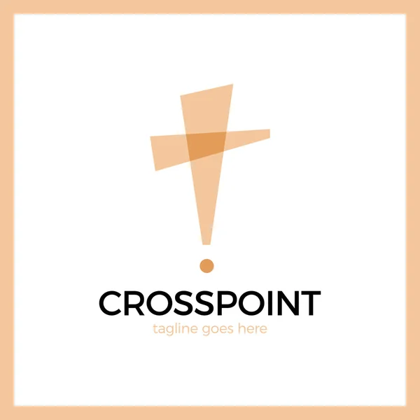 Logo de Cross Point. Logotipo del Pin de Iglesia. Icono de ubicación cristiana. Alerta . — Vector de stock