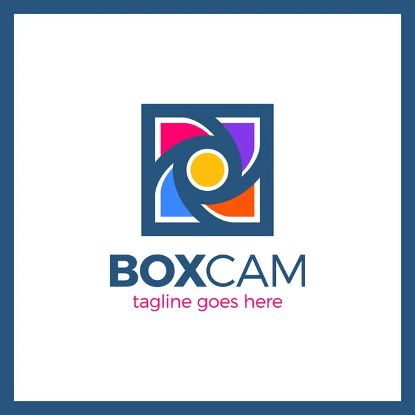 Vierkante Camera sluiter Logo - vak foto kleurrijke stijl — Stockvector