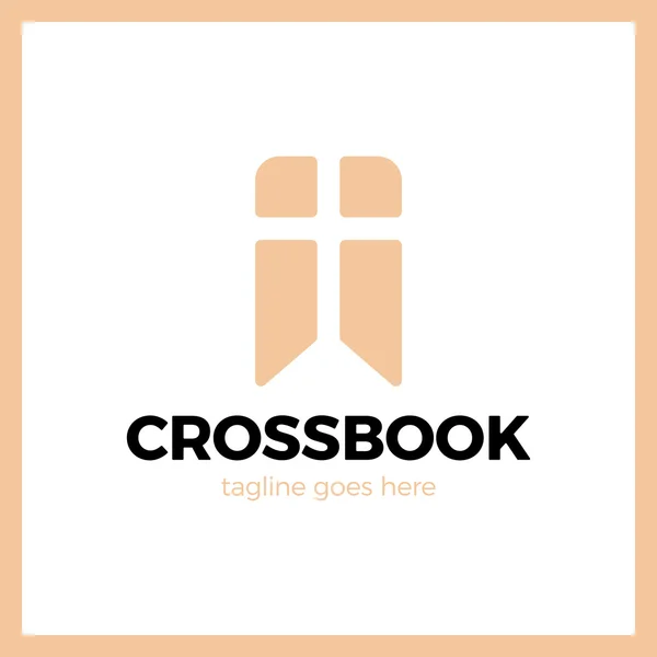 Cruz Bookmark Logo. Bíblia Livro Logotipo. Logos Igreja simples —  Vetores de Stock