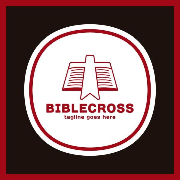 Σταυρός σελιδοδείκτη λογότυπο. Αγία Γραφή βιβλίο λογότυπο. Απλή εκκλησία λογότυπα — Διανυσματικό Αρχείο