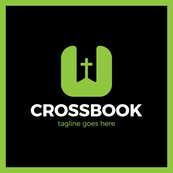 Перехресний логотип закладок. Логотип Біблійної книги. Прості церковні логотипи — стоковий вектор
