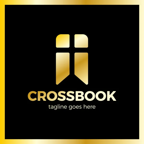 ブックマークのロゴをクロスします。聖書本のロゴタイプ。シンプルな教会のロゴ — ストックベクタ