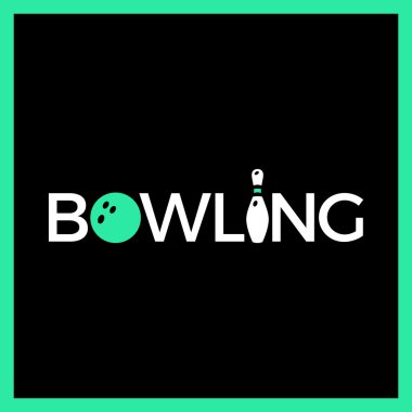 Skittles ve bowling topu logo. Vektör amblemi. T-shirtler için şablonu logo
