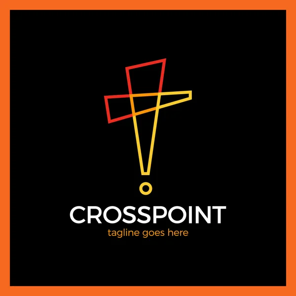 Cross Point logotyp. Kyrkan Pin logotyp. Kristna platsikonen. Alert. — Stock vektor