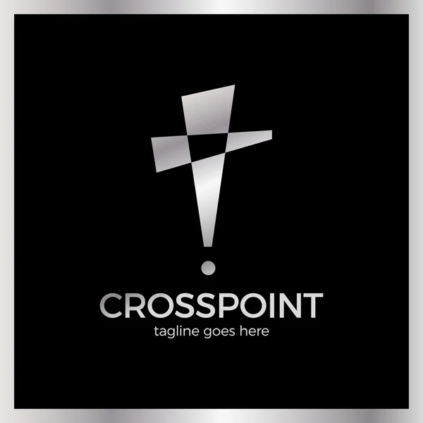 Logo de Cross Point. Logotipo del Pin de Iglesia. Icono de ubicación cristiana. Alerta . — Vector de stock