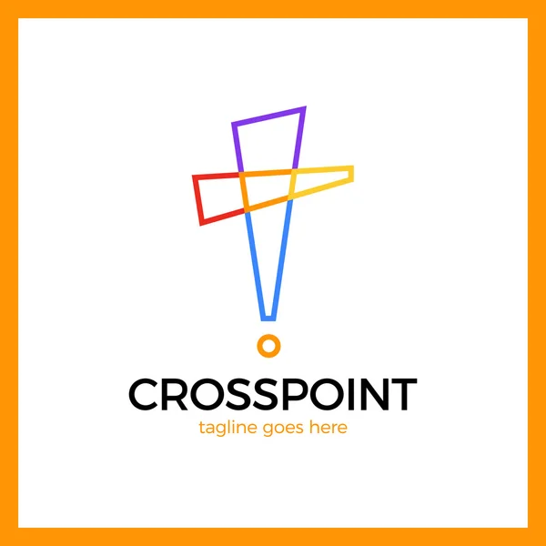 크로스 포인트 로고입니다. 교회 핀 로고입니다. 기독교 위치 아이콘입니다. 경으십시오. — 스톡 벡터