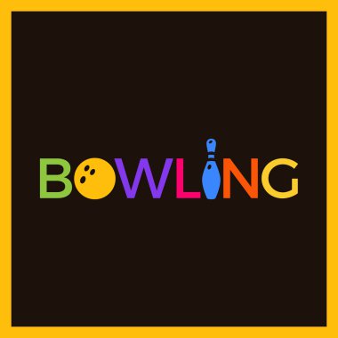 Skittles ve bowling topu logo. Vektör amblemi. T-shirtler için şablonu logo