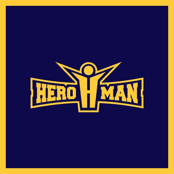 Logo Hero Man - Lettre H. Hand Up hommes Logotype . — Image vectorielle