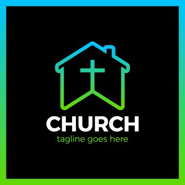 Ev kilise Logo. Ev İncil logo. Calvary çapraz siluet negatif boşluk