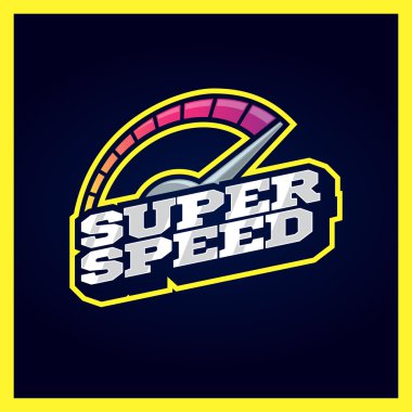 Hız göstergesi max süper hız logosunu görmeniz gerekir. Retro Metin stili amblemi