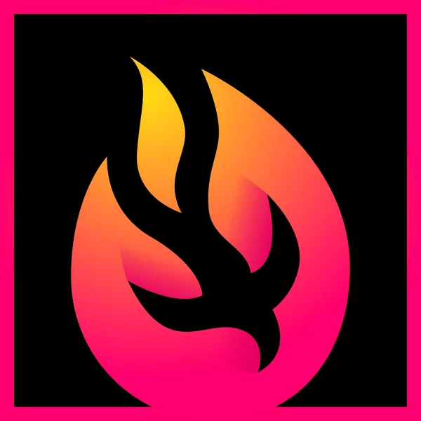 Streszczenie symbol Ducha Świętego - czarny gołąbek na płomienie. Niedziela Zesłania Ducha Świętego ognia — Wektor stockowy