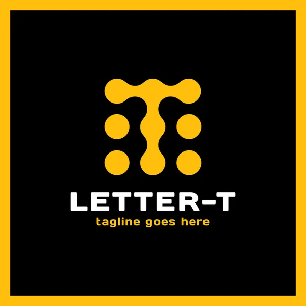 Letra T puntos diseño del logotipo, tecnología, electrónica, logotipo digital — Vector de stock