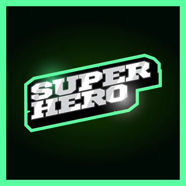 Super herói poder tipografia completa, t-shirt gráficos, vetores. emblema de texto retro super-herói — Vetor de Stock
