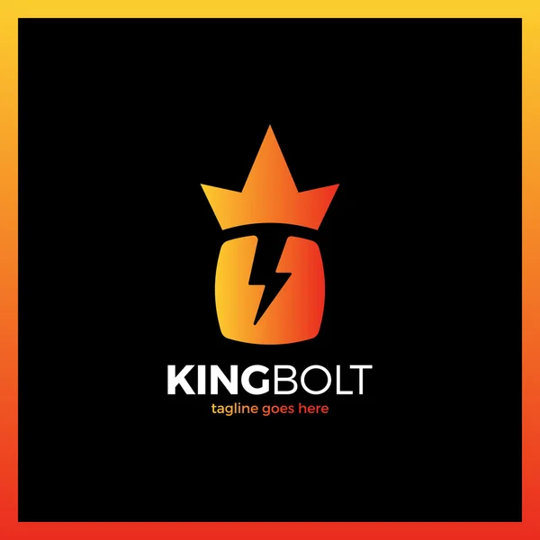 Kral cıvata Logo. Kutusu negatif boşluk Volt karga logo Flash — Stok Vektör