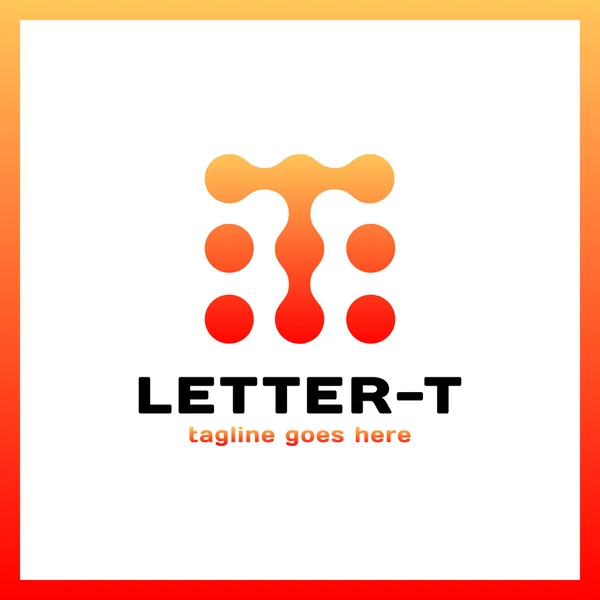 Letra T puntos diseño del logotipo, tecnología, electrónica, logotipo digital — Vector de stock
