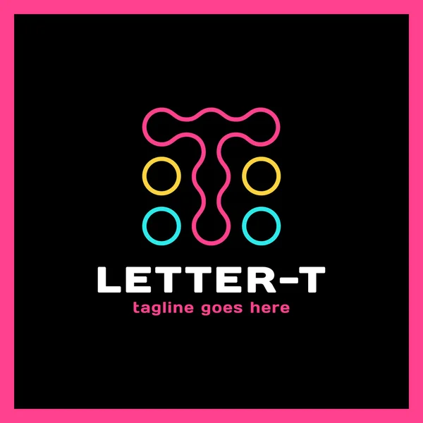 Lettera T dots logo design, tecnologia, elettronica, logo digitale — Vettoriale Stock