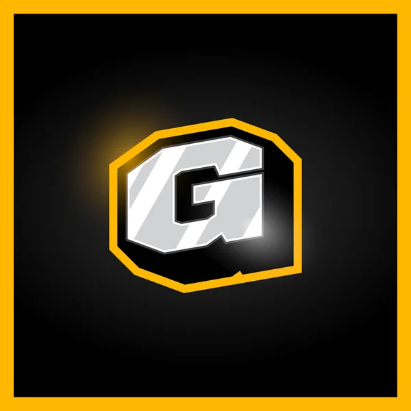 Ретро спортивный стиль буква G для логотипа, названия, монограмма. Металл с жирным шрифтом — стоковый вектор