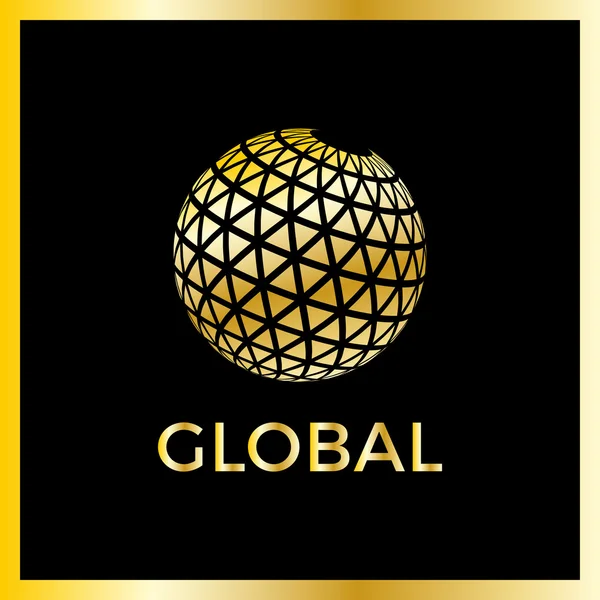 Triangle Pixel Global Media Logo Template — Stock Vector
