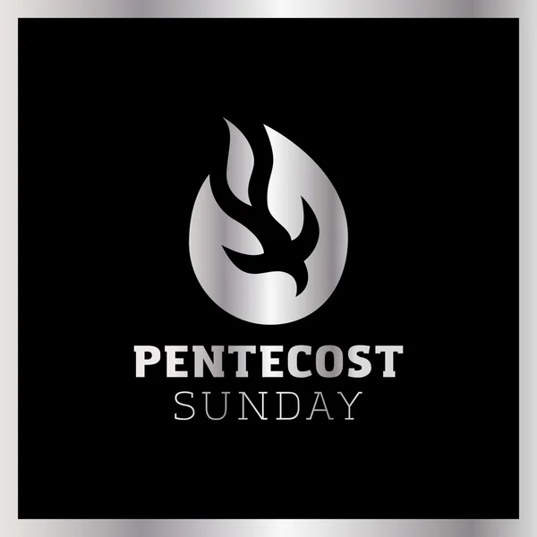 Símbolo abstrato do Espírito Santo - uma pomba negra em chamas. Pentecostes fogo de domingo — Vetor de Stock