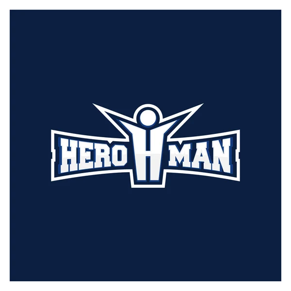 Logo Hero Man - Lettre H. Hand Up hommes Logotype . — Image vectorielle