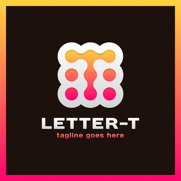 Lettera T dots logo design, tecnologia, elettronica, logo digitale — Vettoriale Stock