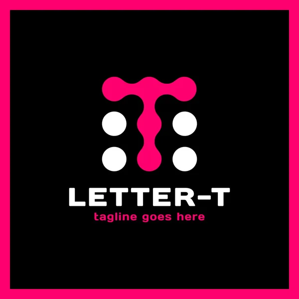 Carta T pontos design do logotipo, tecnologia, eletrônica, logotipo digital —  Vetores de Stock