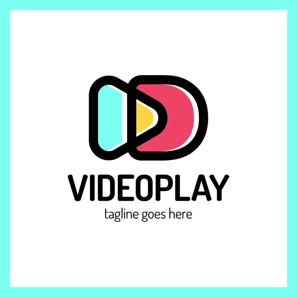 Segnale di riproduzione video con lettera D logo. Logo della telecamera del film — Vettoriale Stock