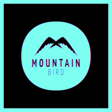 Dağlar logo tasarım vektör şablonu. Kuş siluet uçmak.