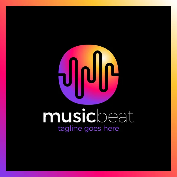 Logo şablonu ses dalgası, dj, ses sistemi, mağaza. Marka, marka, şirket, kurumsal, kimlik, logo. Müzik çemberde yener.