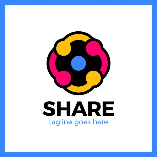 Простой минималистский логотип. Share tech line in rhomb logo. Шаблон квадрата соединения — стоковый вектор