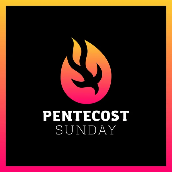 Símbolo abstrato do Espírito Santo - uma pomba negra em chamas. Pentecostes fogo de domingo —  Vetores de Stock