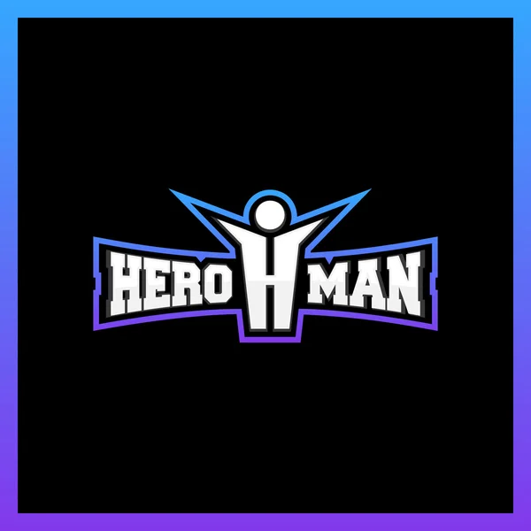 Logo Hero Man - Lettre H. Hand Up hommes Logotype . — Image vectorielle