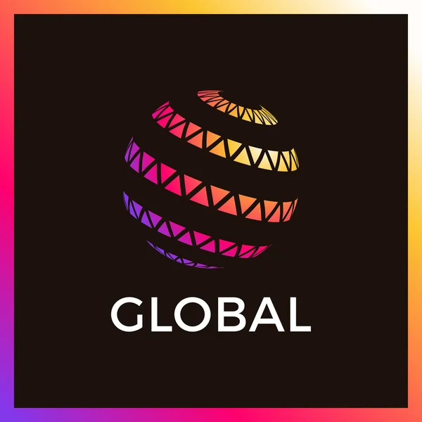 Modèle de logo multimédia mondial Triangle Pixel — Image vectorielle