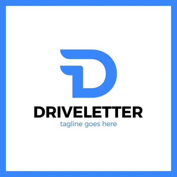 Logo huruf D dengan dua sayap. Gaya fonta, desain vektor elemen templat untuk aplikasi atau identitas perusahaan Anda. Logotype drive dinamis - Stok Vektor