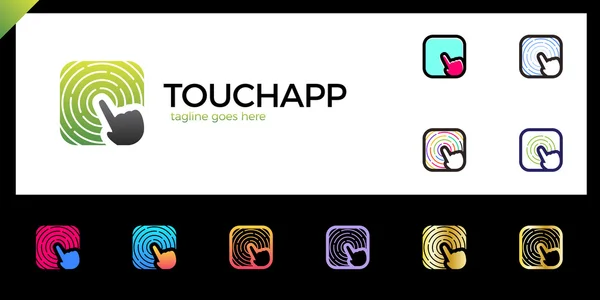 Touch Square Watch App Logotipo colorido — Vector de stock