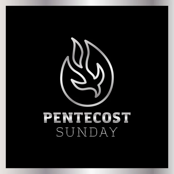 Símbolo abstrato do Espírito Santo - uma pomba negra em chamas. Pentecostes fogo de domingo — Vetor de Stock