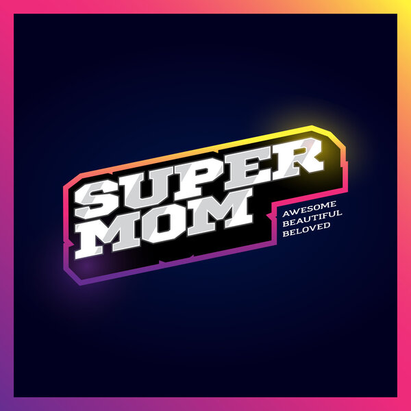 Супер мама, супергеройская сила полная типографика, графика футболок, векторы. Логотип супермамы в стиле ретро
.