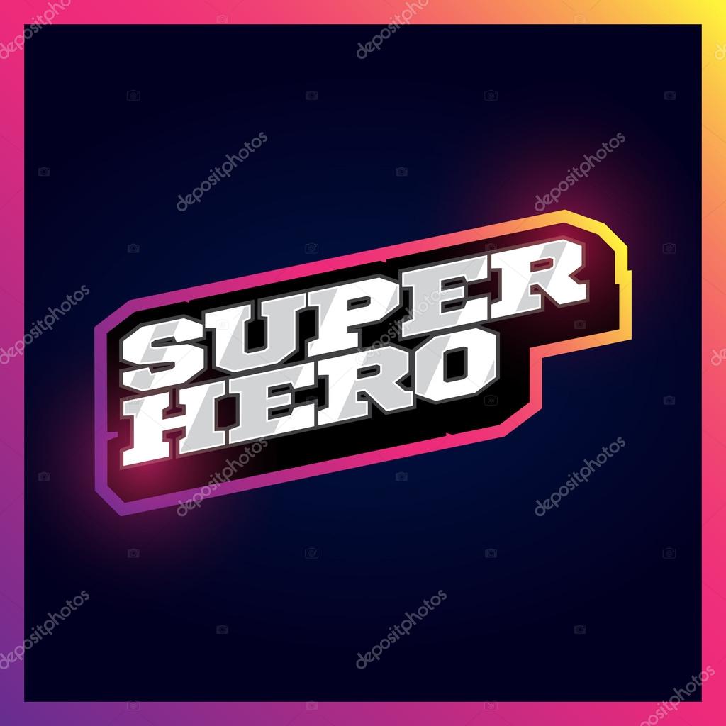 Super hero power full typography, t-shirt graphics, vectors. Superhero retro text emblem