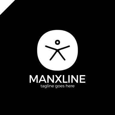 Daire ilk satırı harf X adam logo tasarım şablonu