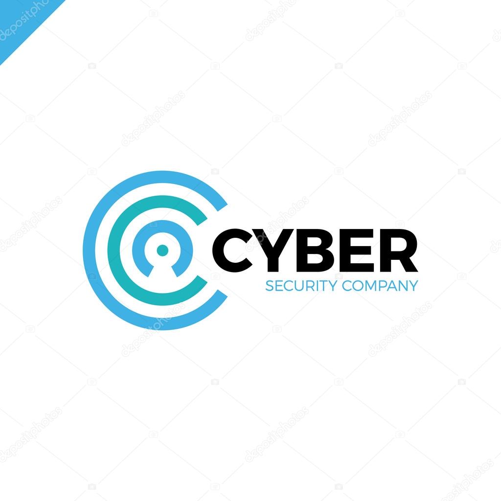 Cyber Security and defender line Letter C logo icon design template elements with dot in middle. Keyhole in negative space