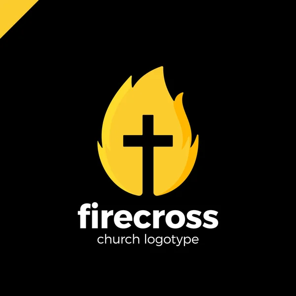 Moderne Christendom kruis in vuur of vlam symbool in negatieve ruimte. — Stockvector