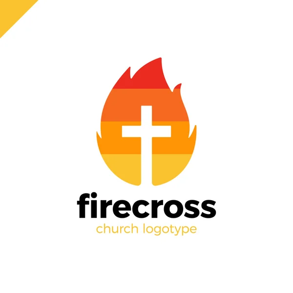 Cristianismo moderno cruz en fuego o símbolo de llama en el espacio negativo . — Archivo Imágenes Vectoriales